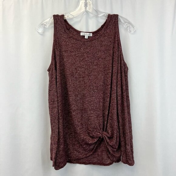 Moa Moa Womens Pullover Sweater Burgundy Pink Marled Open Shoulder Twist Front M - Picture 1 of 10